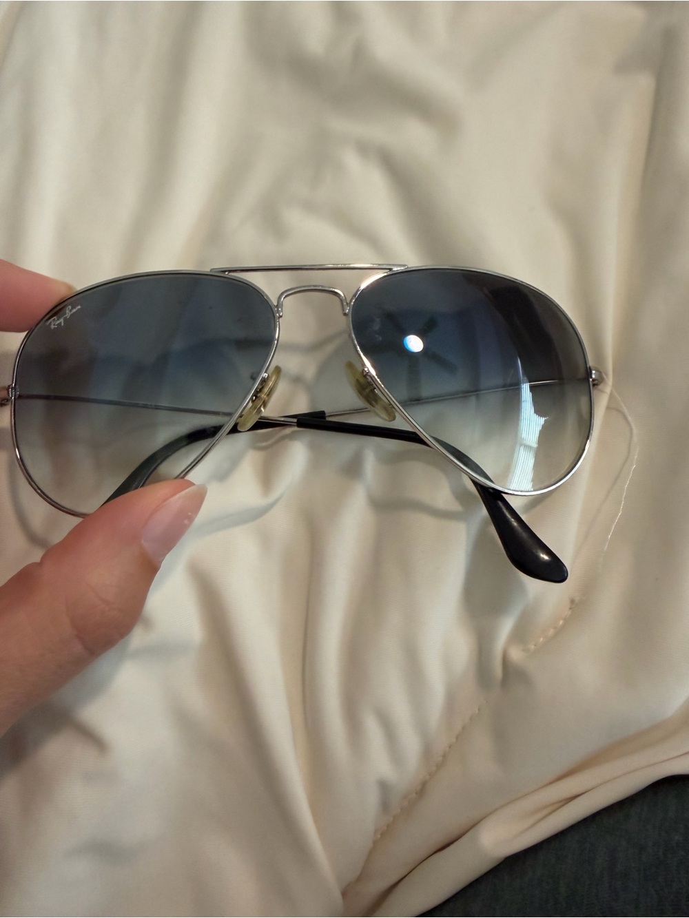 Ray-Ban Aviator Sunglasses - Silver Frame with Blue Gradient Lenses